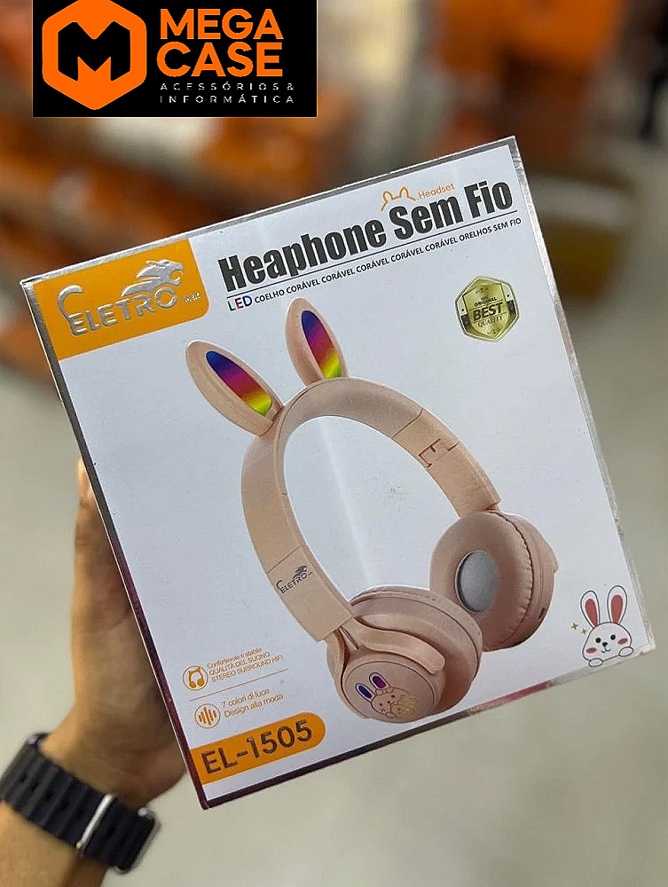 Headphone Bluetooth Eletro EL-1505 LED Orelhas Coelho