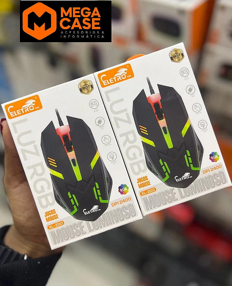 Mouse com fio RBG Eletromex 2400dpi EL-2110