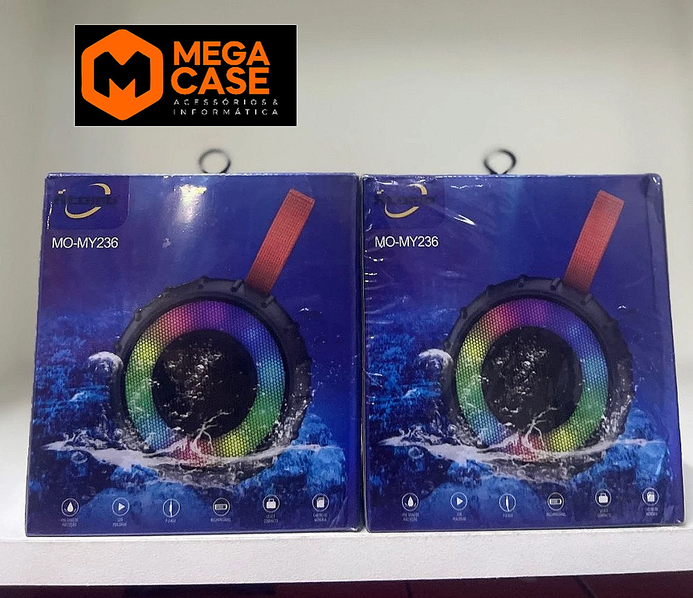 Caixa de som portátil MO-MY236 com luz RGB à prova d’água