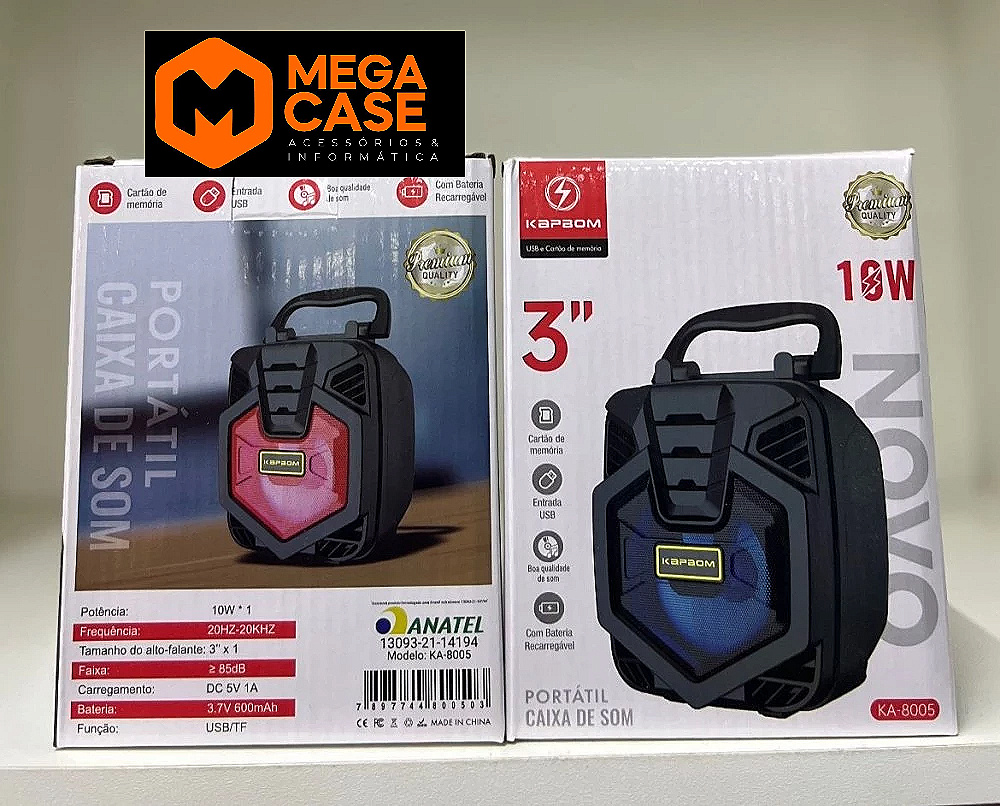 Caixa de som portátil Kapbom KA-8005 3'' 10W com recarga