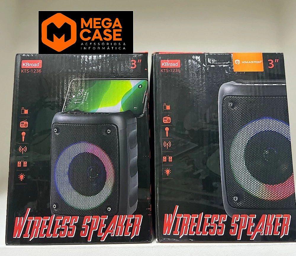 Caixa de som wireless speaker KTS-1236 3'' com suporte de celular