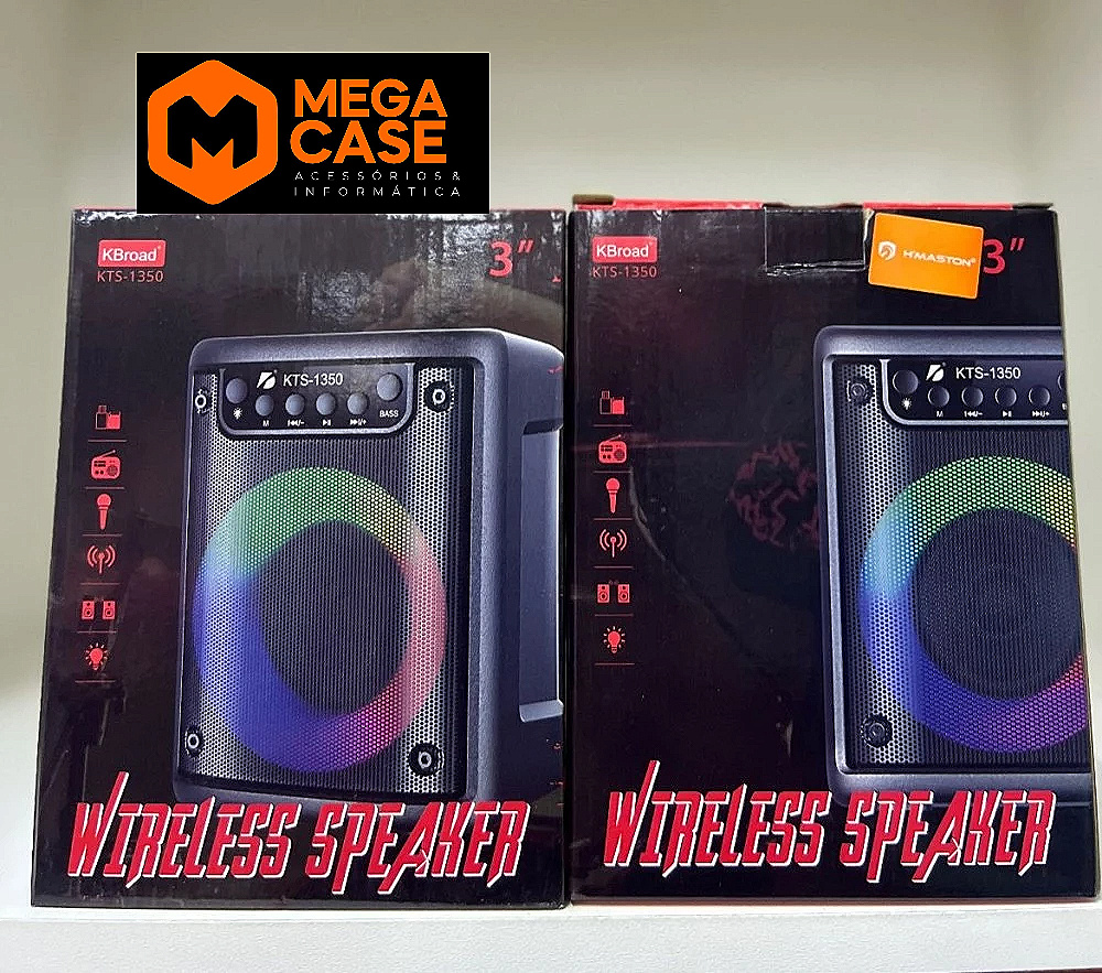 Caixa de som wireless speaker KTS-1350 3'' com LED