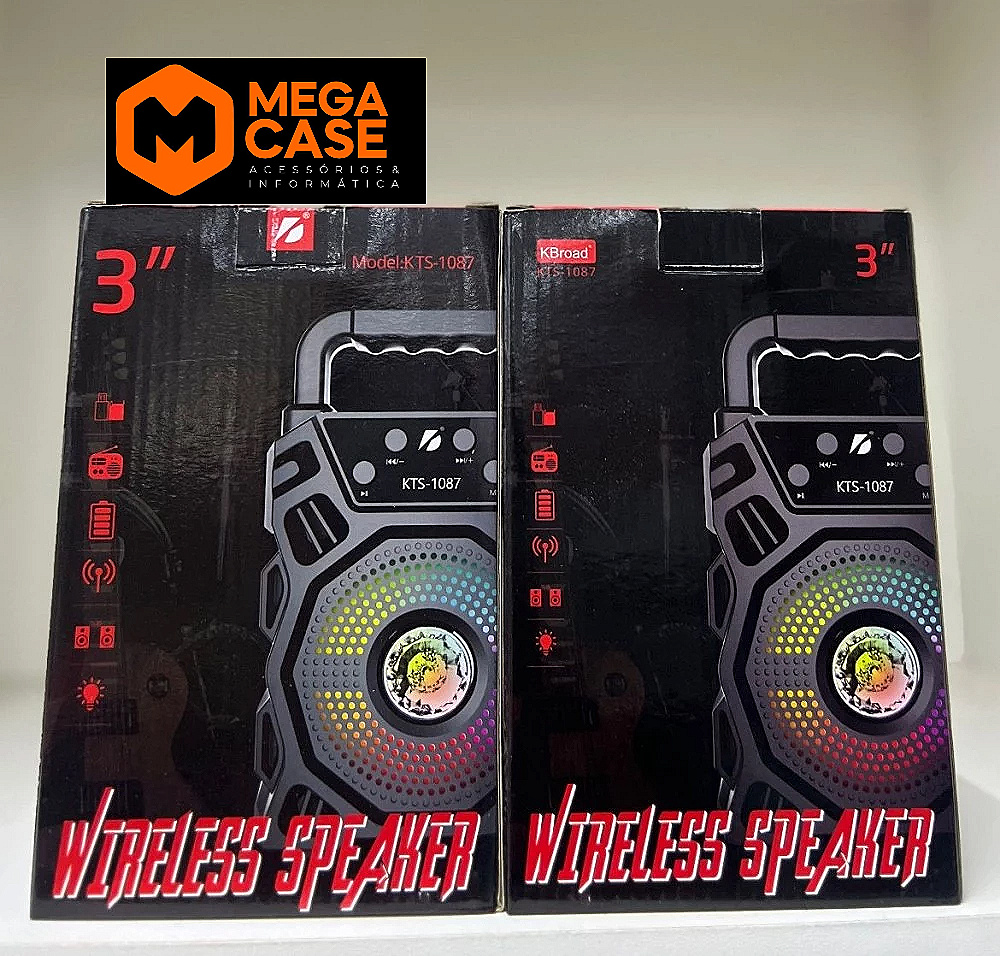 Caixa de Som KBroad KTS-1087 3” com LED Colorido