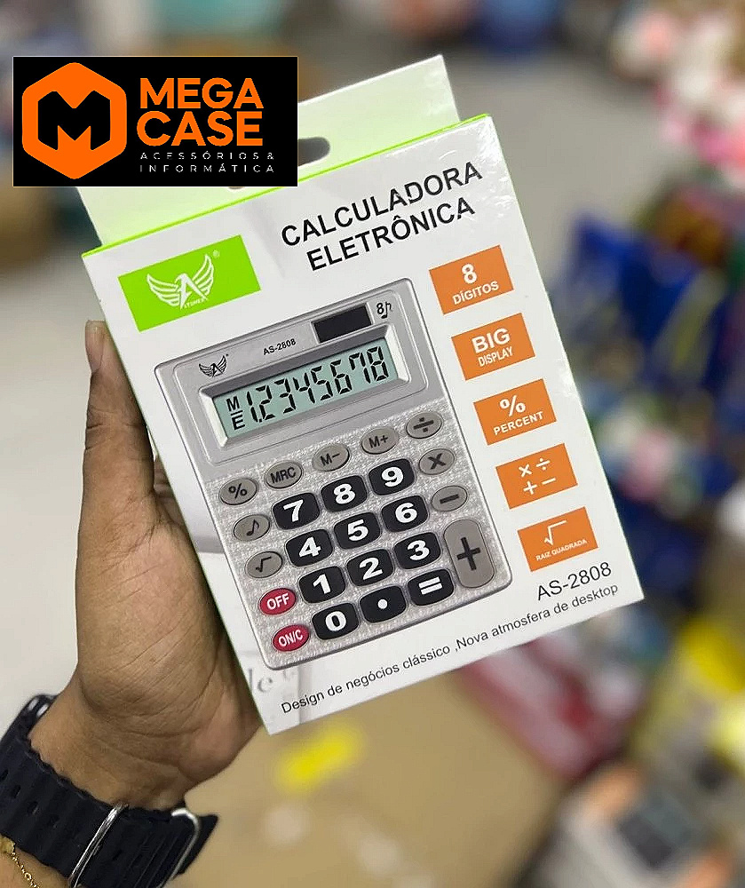 Calculadora AS-2808 8 Dígitos com Teclas Grandes