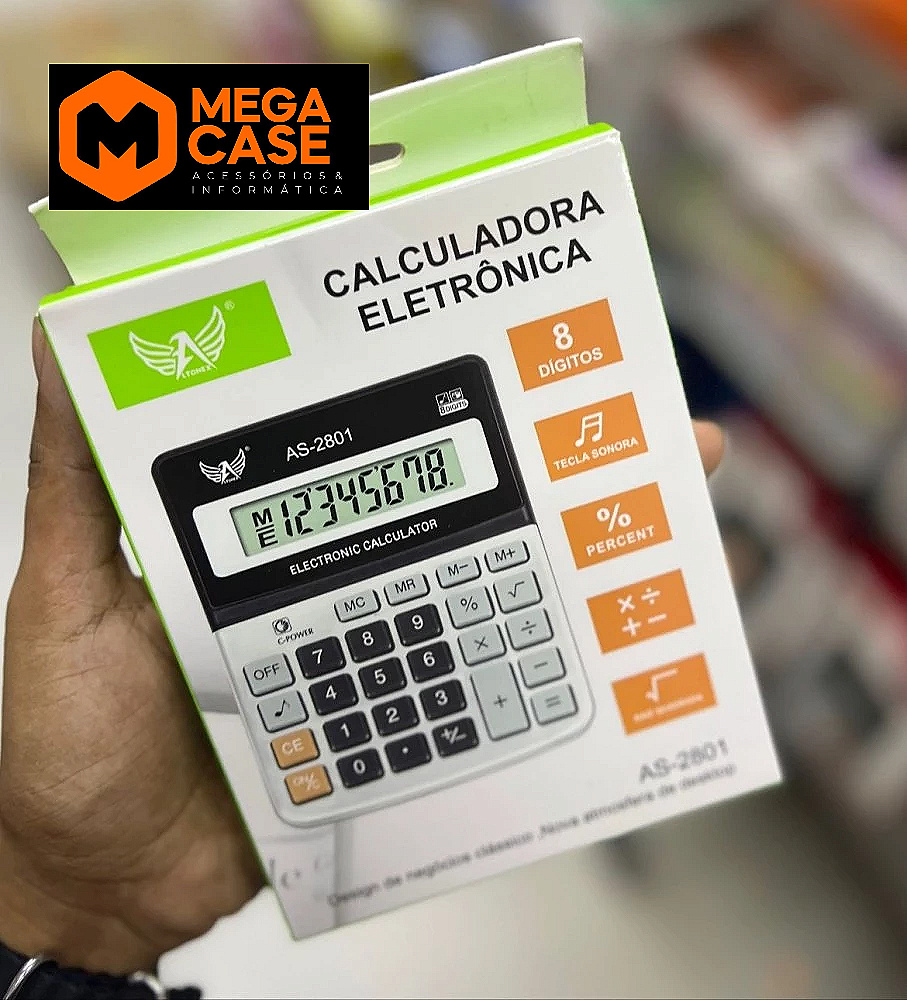 Calculadora AS-2801 8 Dígitos com Tecla Sonora