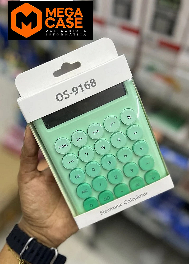 Calculadora OS-9168 Verde Pastel com Teclas Redondas