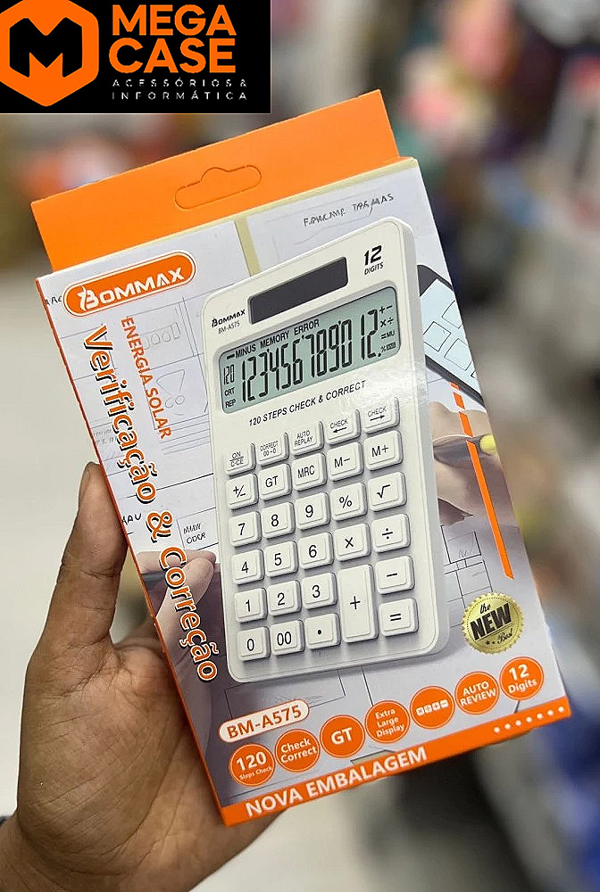 Calculadora Bommax BM-A575 Verificação e Correção 12 Dígitos