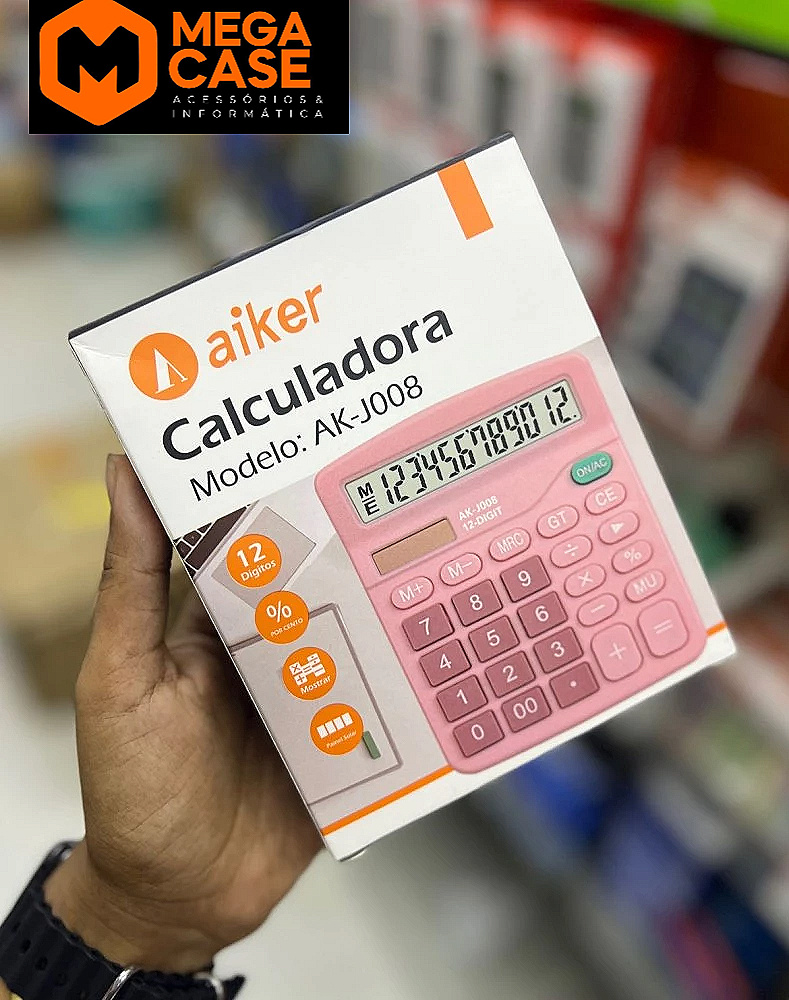 Calculadora Aiker AK-J008 Rosa 12 Dígitos