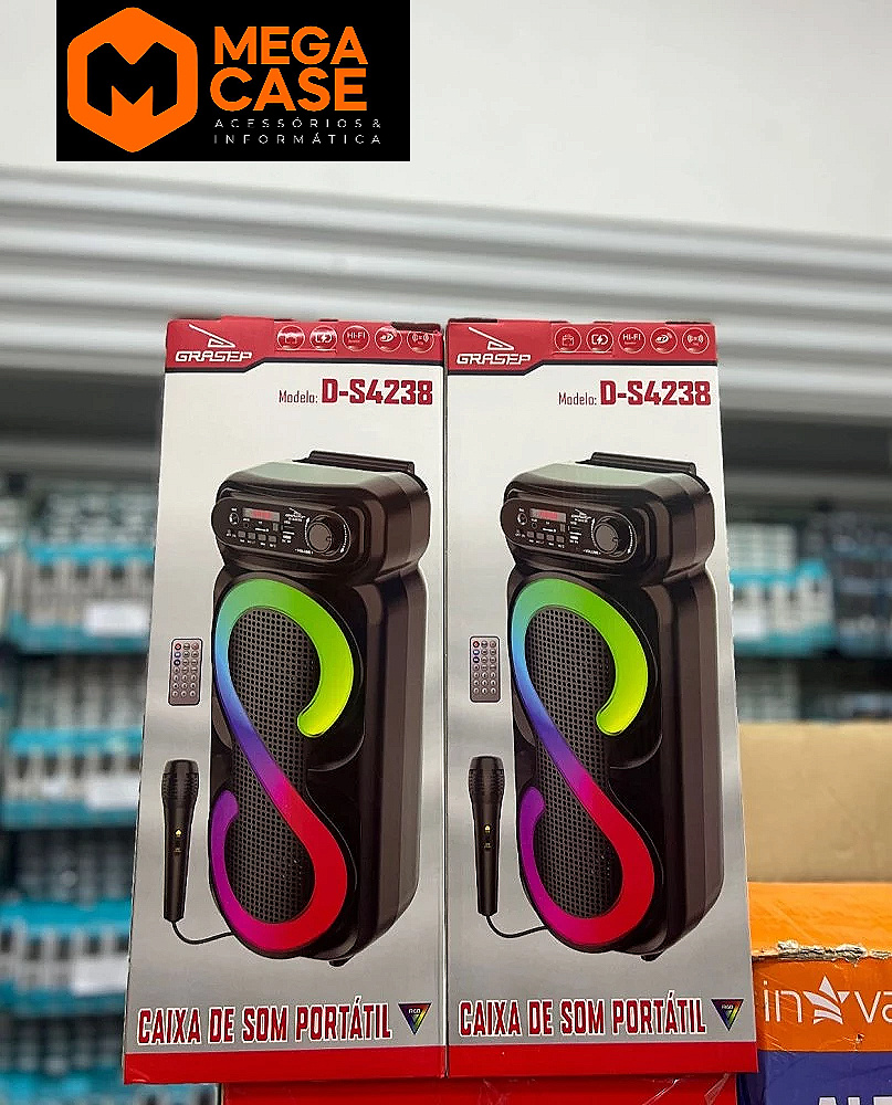Caixa de som portátil Grasep D-S4238 com microfone