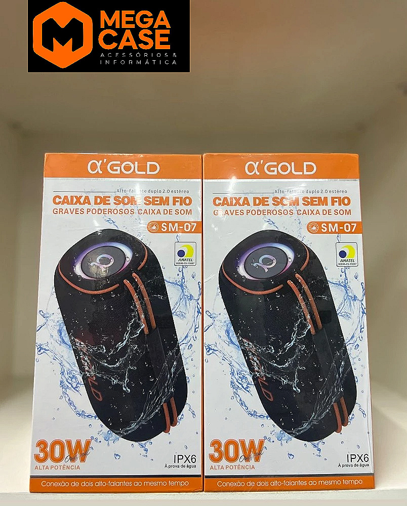Caixa de som Bluetooth α'GOLD SM-07 30W IPX6