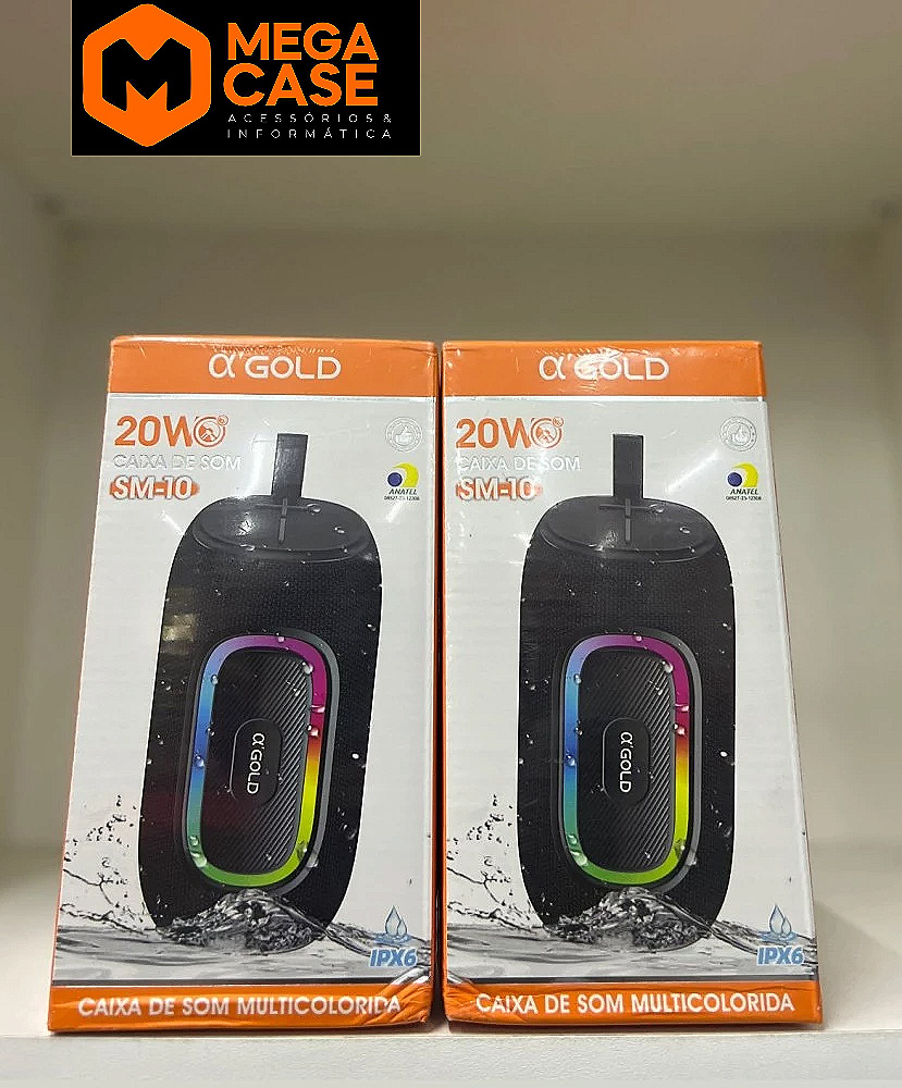 Caixa de som Bluetooth α'GOLD SM-10 20W IPX6