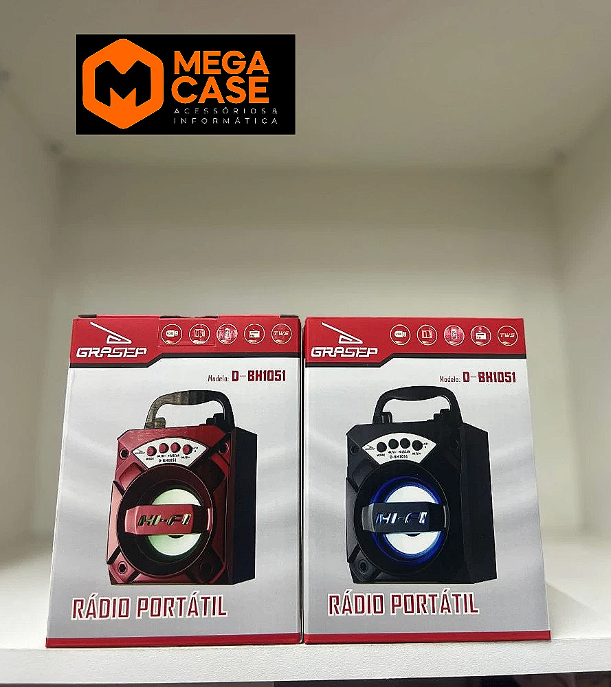 Rádio portátil Grasep D-BH1051 com Bluetooth