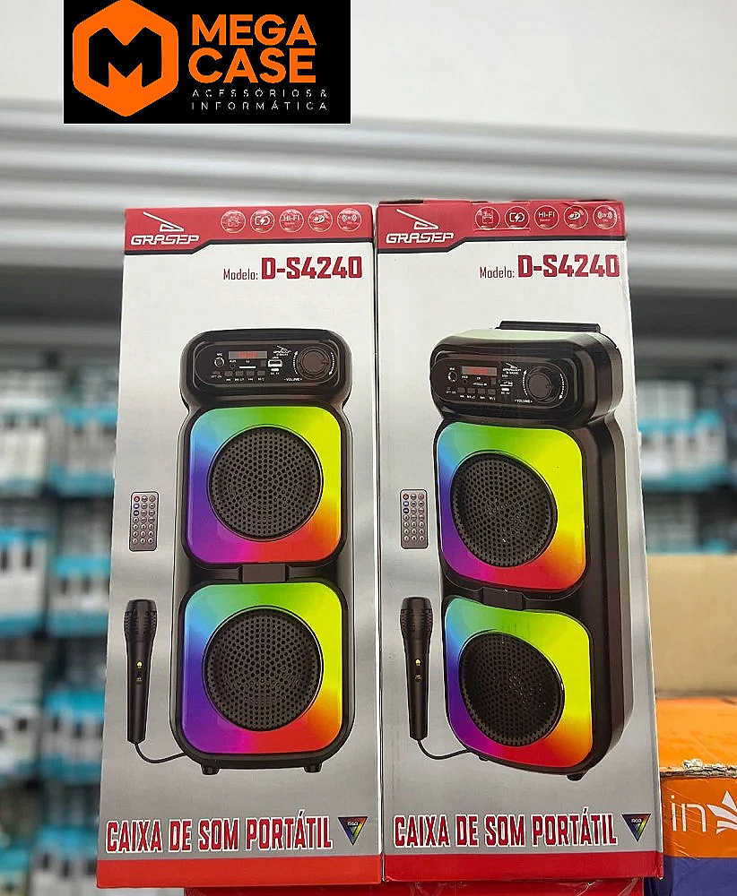 Caixa de som portátil Grasep D-S4240 com microfone