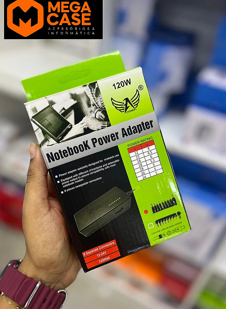 Fonte Notebook Universal Altomex 120W com 8 Conectores ID8