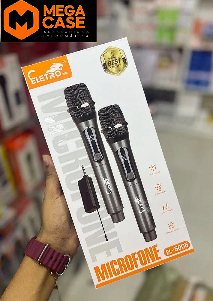 Microfone Sem Fio Eletro CE EL-5005 com 2 unidades ID62