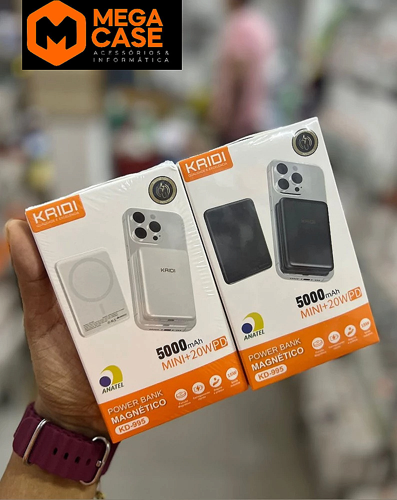 Carregador portátil Power Bank Magnético Kaidi 5000mAh KD-995