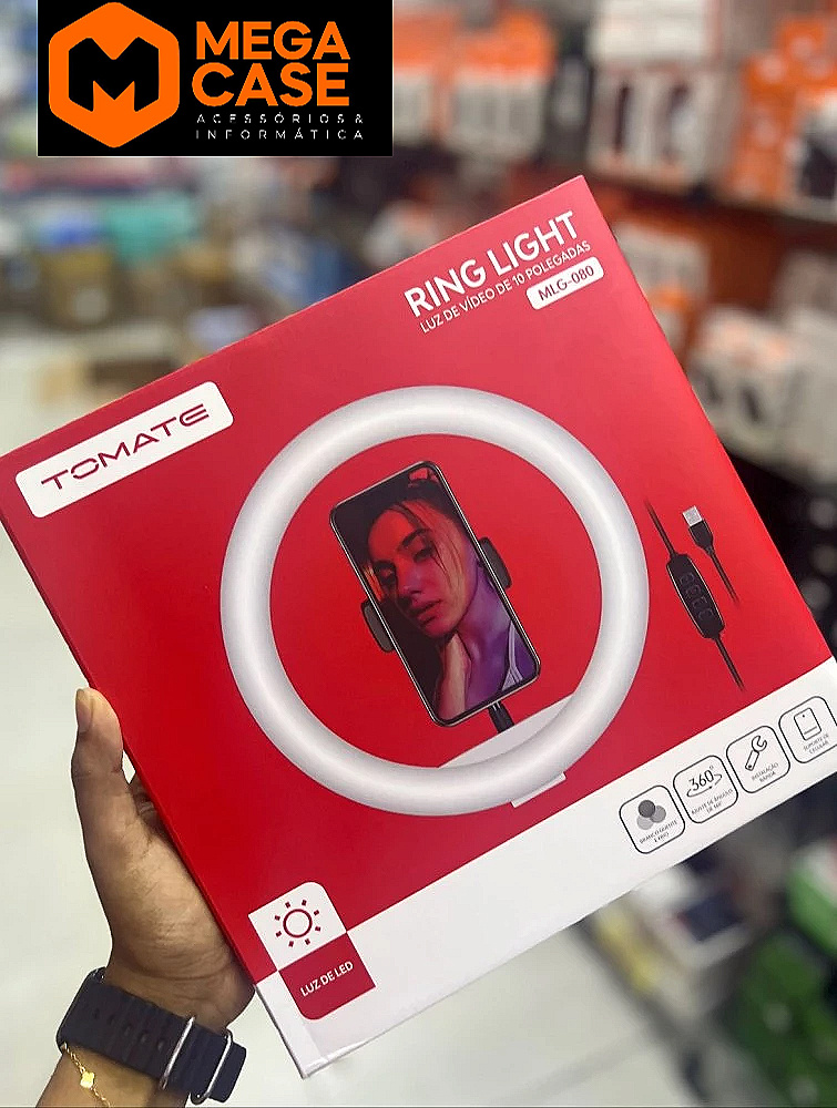Ring Light Tomate 10'' com Suporte para Celular MLG-080