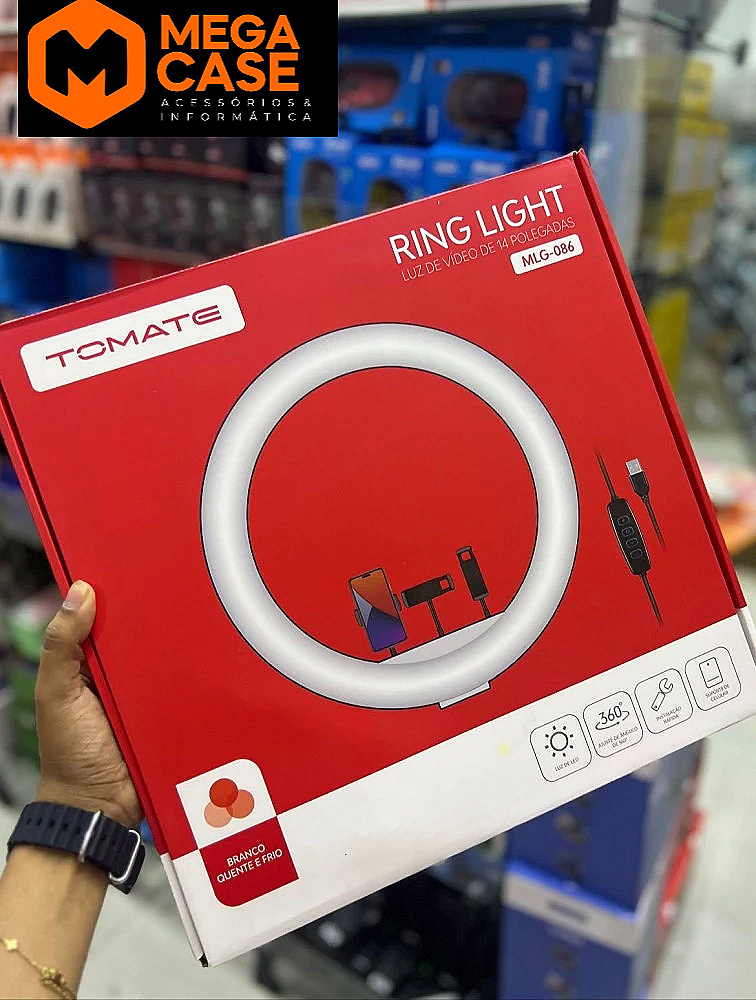 Ring Light Tomate 14'' com Luz LED Branca MLG-086