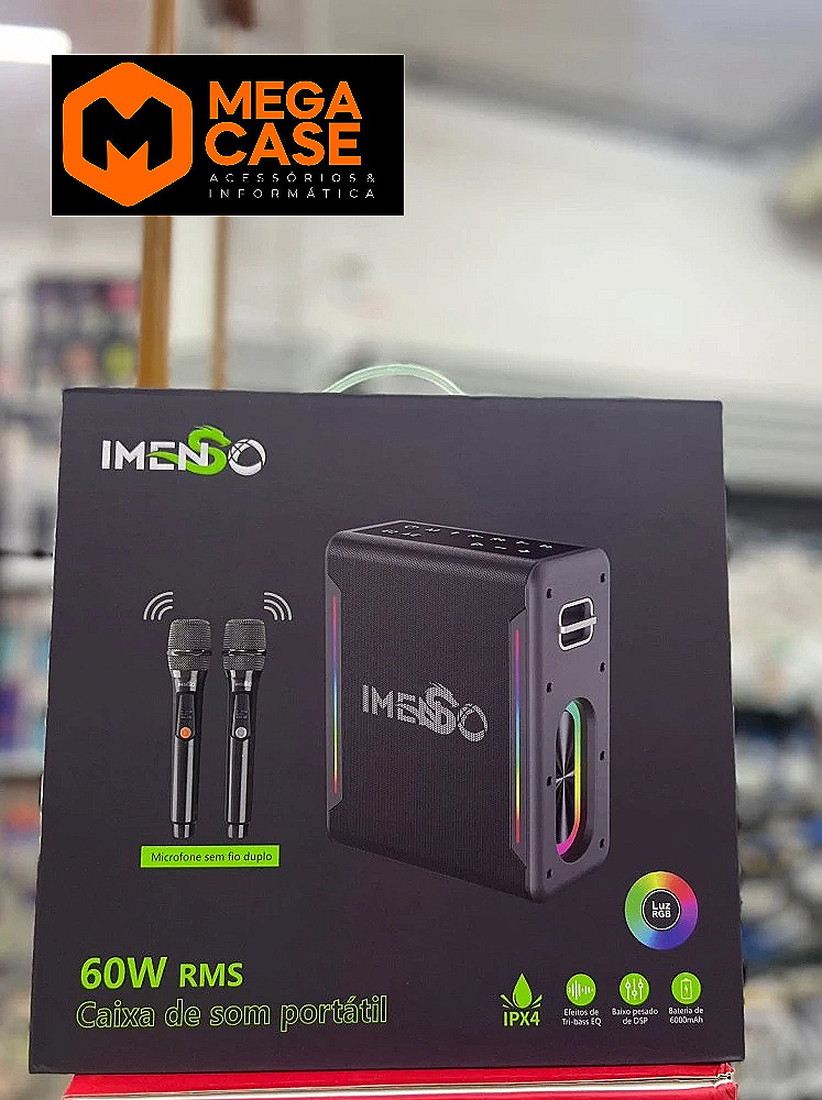 Caixa de Som Imenso 60W com Microfone Duplo