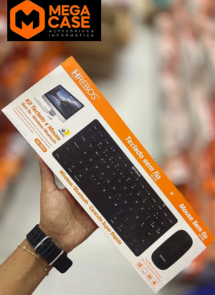 Kit teclado e mouse Bluetooth preto H'Rebos HS-750k