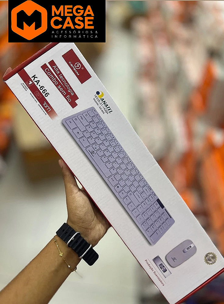 Combo sem fio teclado e mouse roxo Kapbom KA-666
