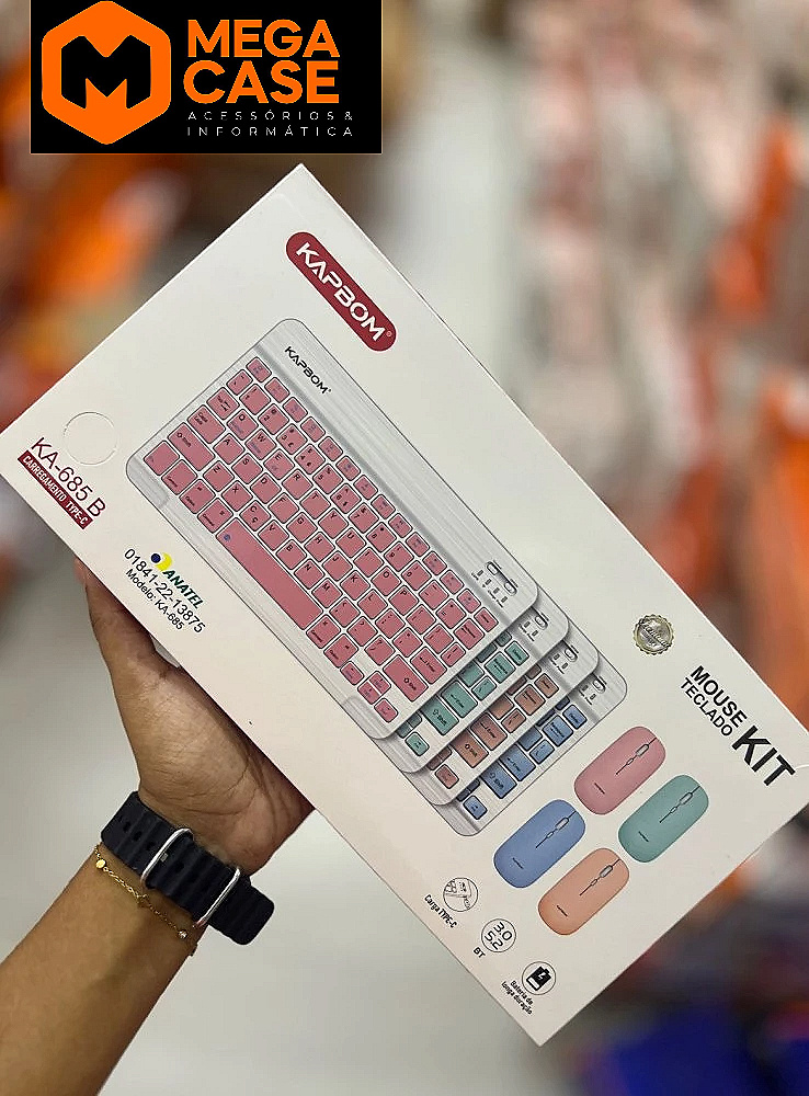 Kit teclado e mouse rosa Kapbom KA-865B