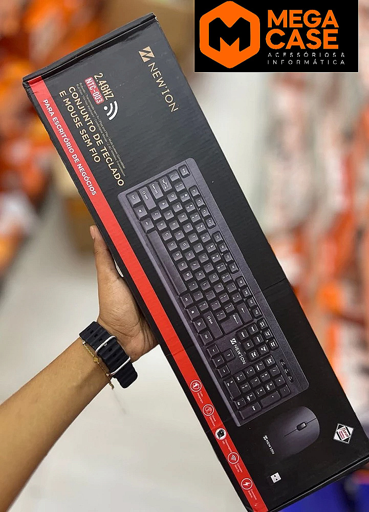Kit teclado e mouse sem fio preto New'iON NTC-003