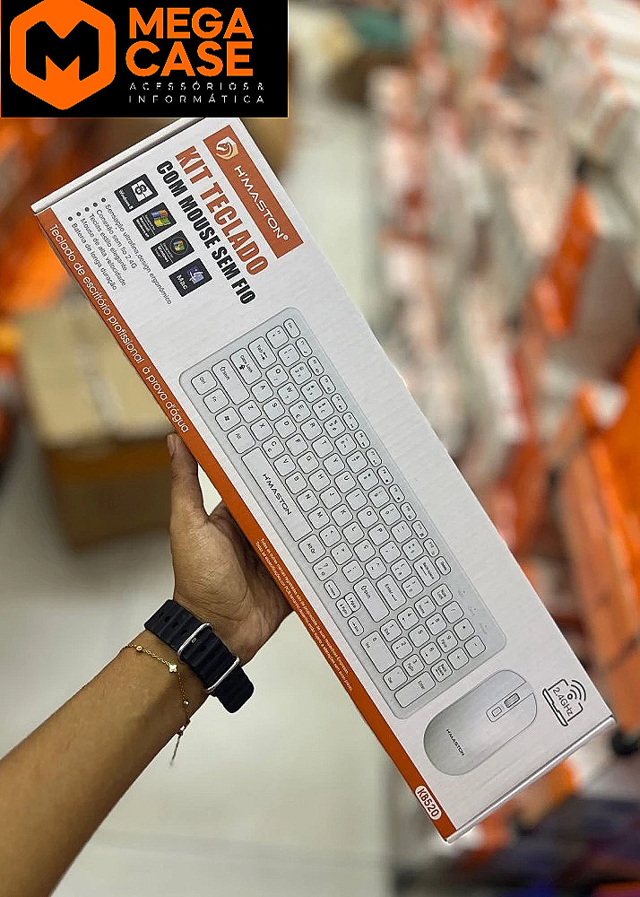 Kit teclado e mouse sem fio branco H'maston KB520