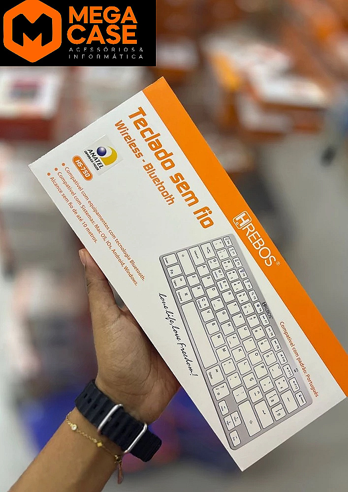 Teclado Sem Fio H'Rebos HS-750 Bluetooth