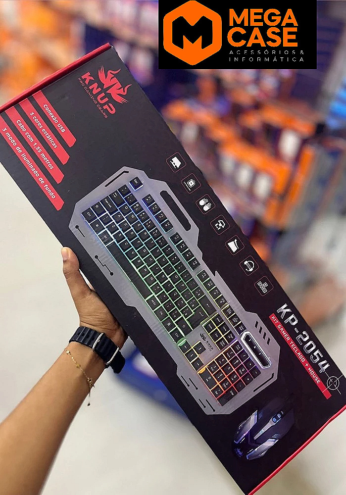 Kit Gamer Teclado e Mouse Knup KP-2054 RGB