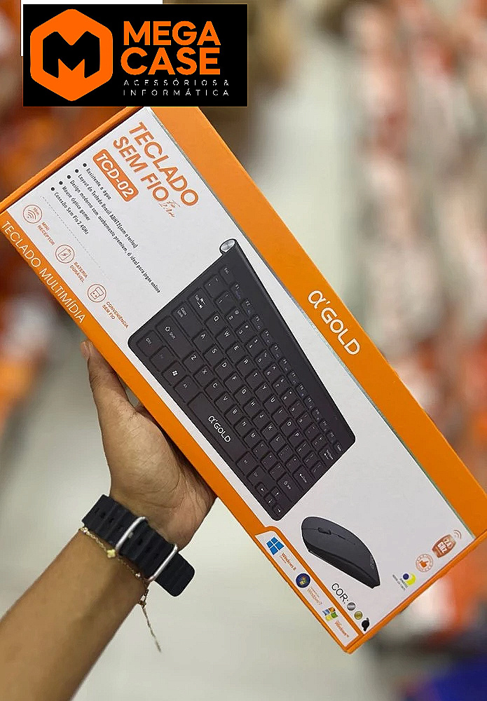 Kit Teclado sem Fio α'GOLD TCD-02 com Mouse
