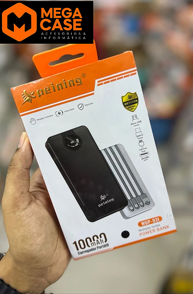 Carregador portátil Power Bank Peining 10000mAh com Saídas USB WUP-931