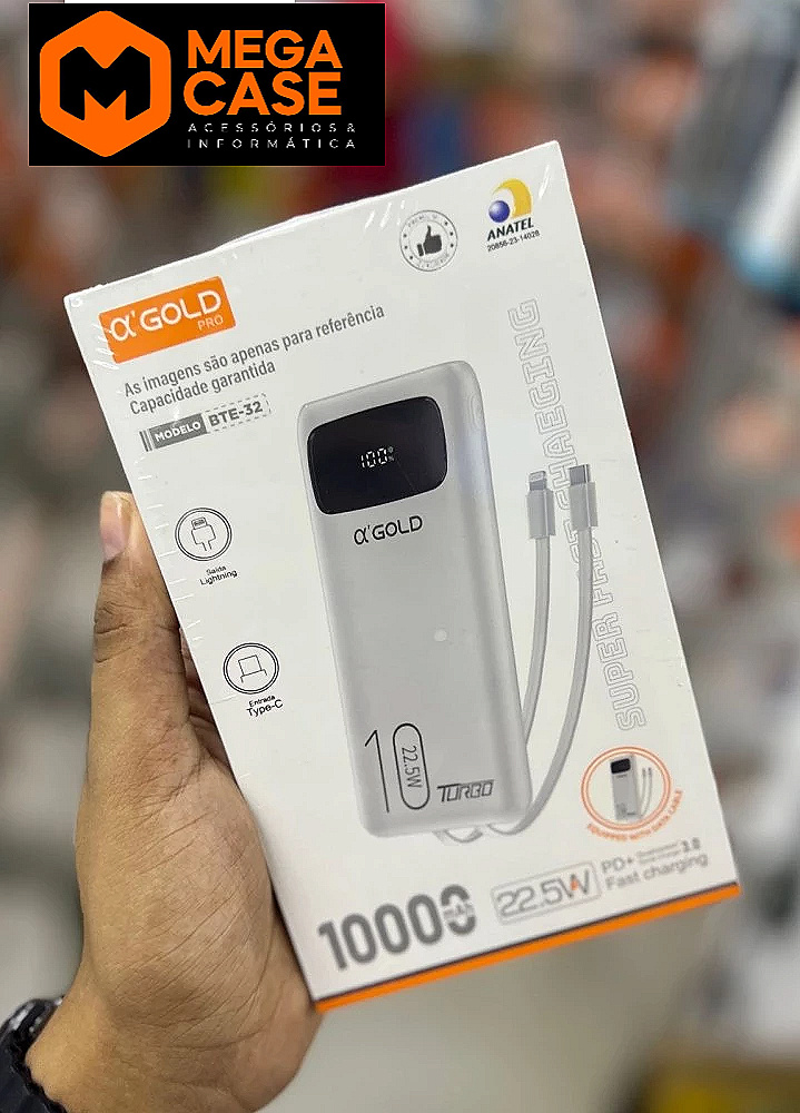 Carregador portátil Power Bank α'GOLD Pro BTE-32 10000mAh 22.5W
