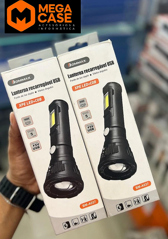 Lanterna recarregável BOMMAX BM-A037 XPE LED + COB