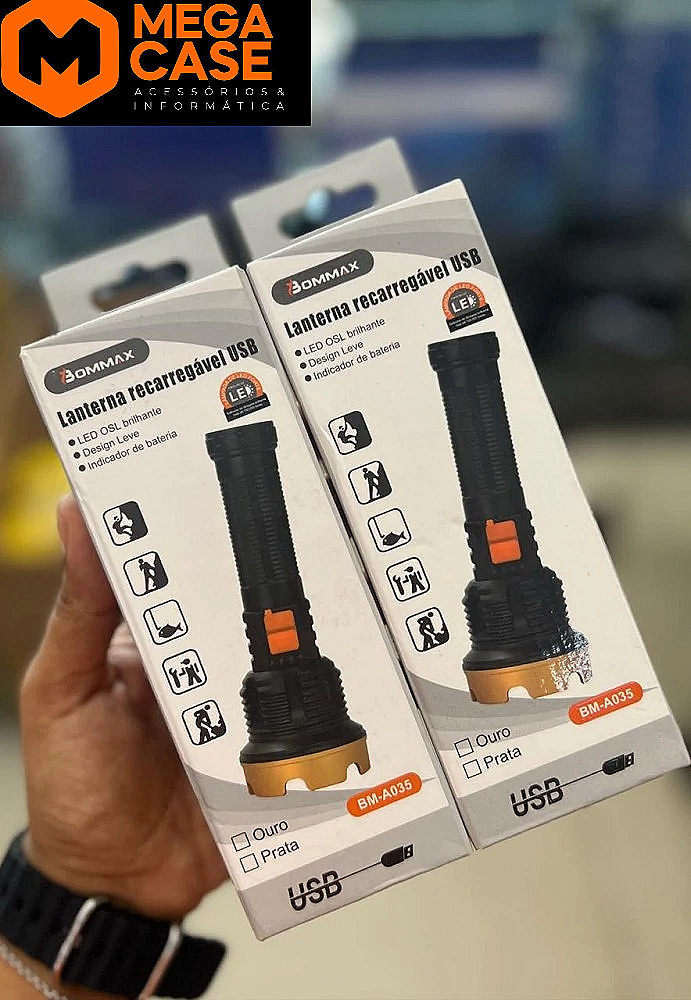 Lanterna recarregável USB Bommax BM-A035