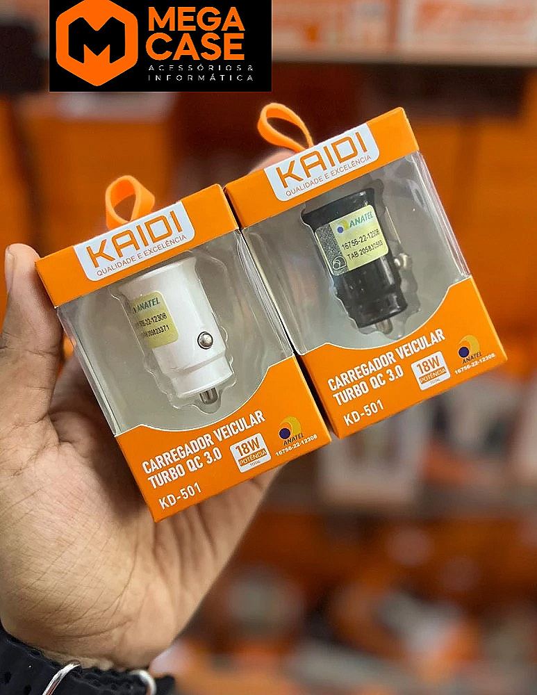 Carregador veicular Kaidi Turbo QC 3.0 KD-501