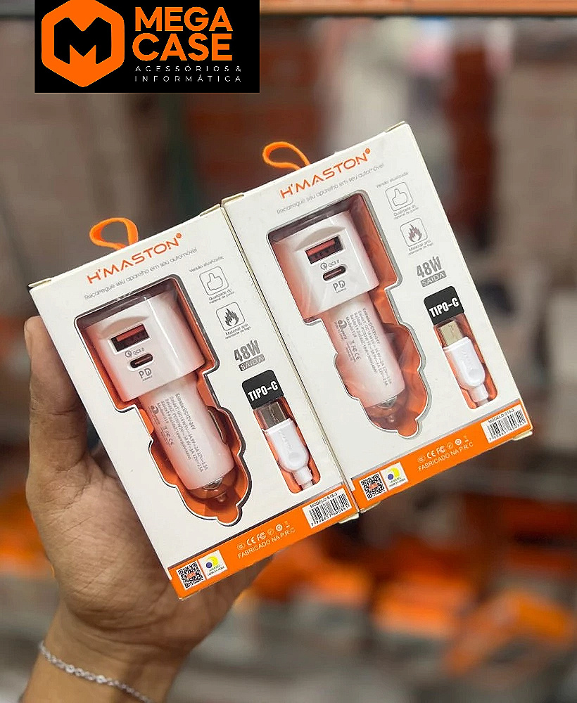 Carregador veicular H'maston Tipo-C 48W PD+QC3.0