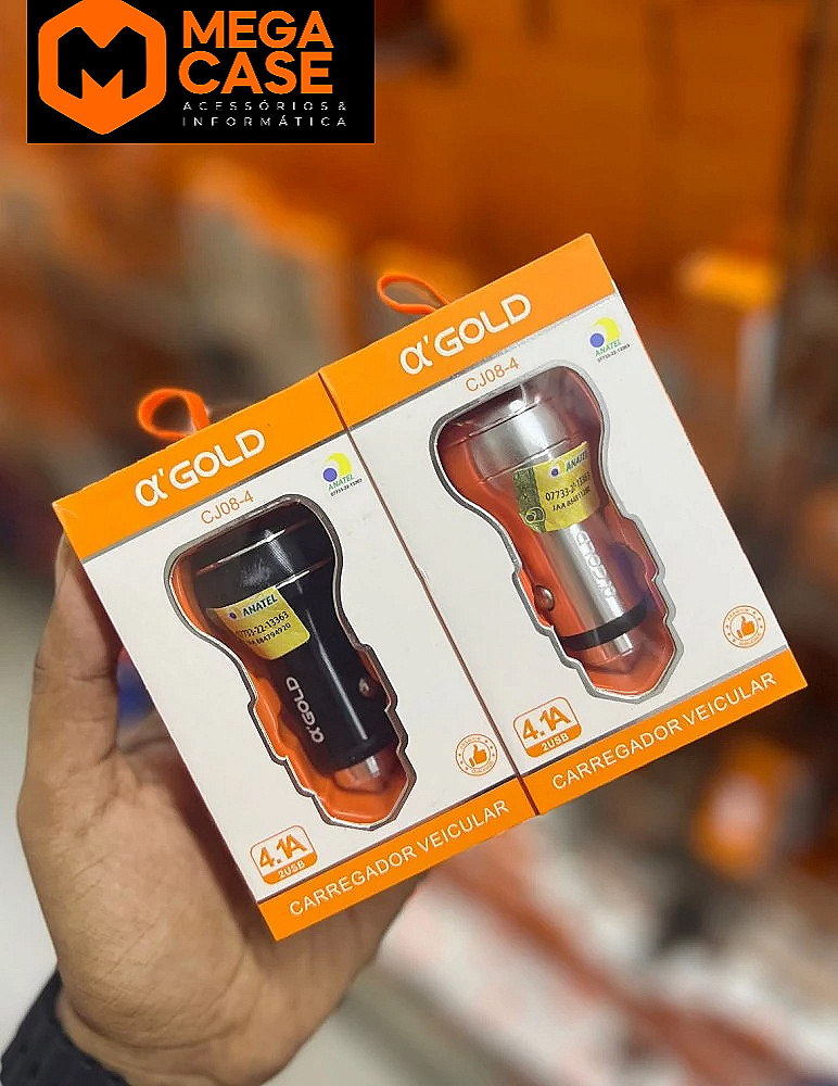Carregador veicular α’GOLD CJ08-4 4.1A 2USB