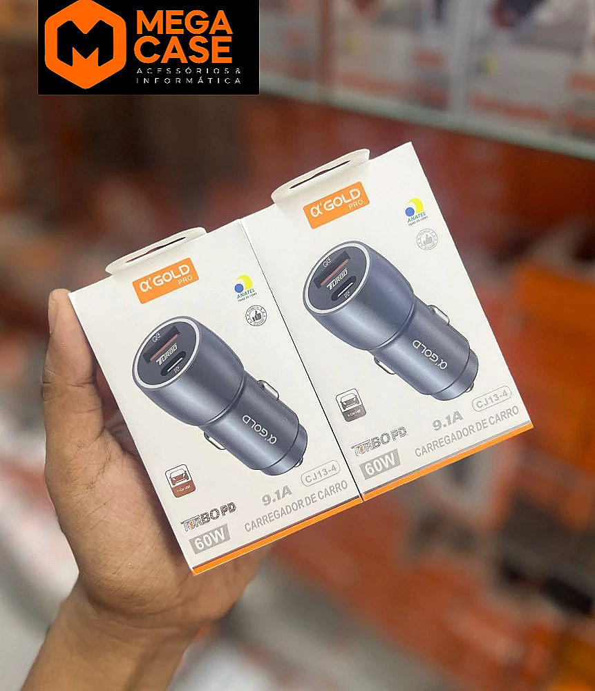 Carregador veicular α'GOLD 60W Turbo PD CJ13-4