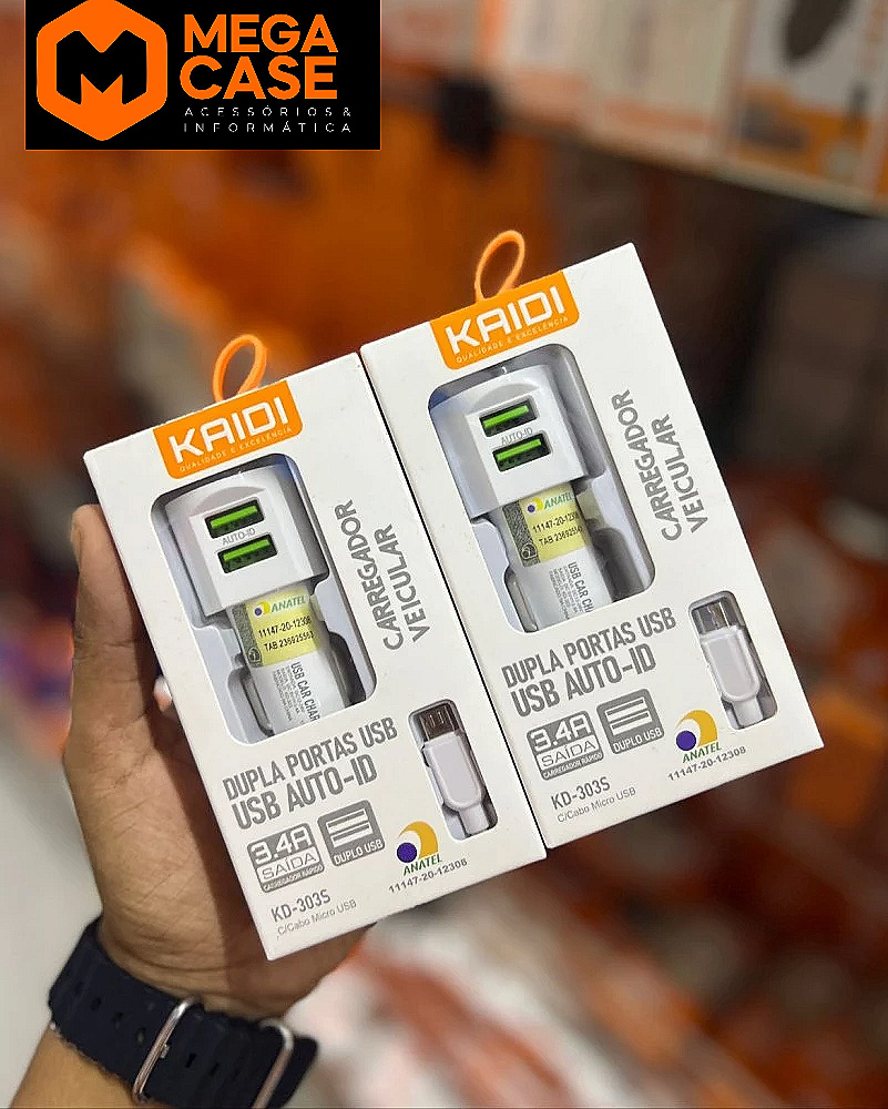 Carregador veicular Kaidi 3.4A KD-303S