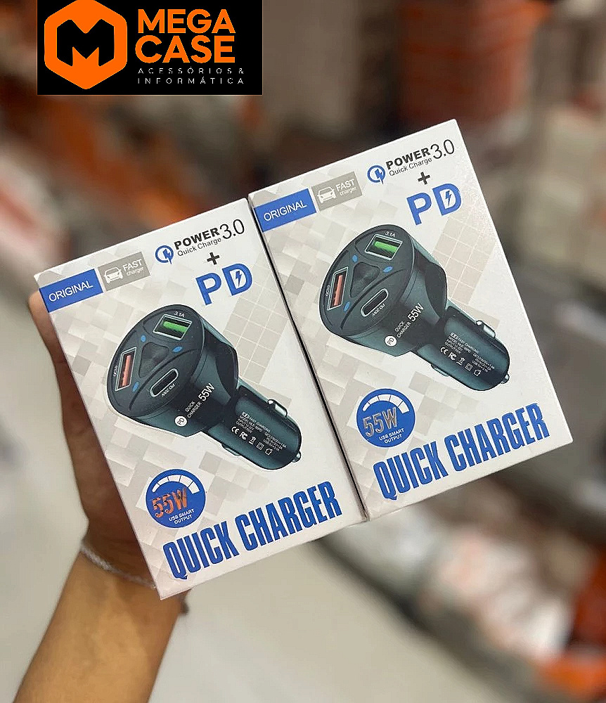 Carregador veicular Power 3.0 55W PD Quick Charger