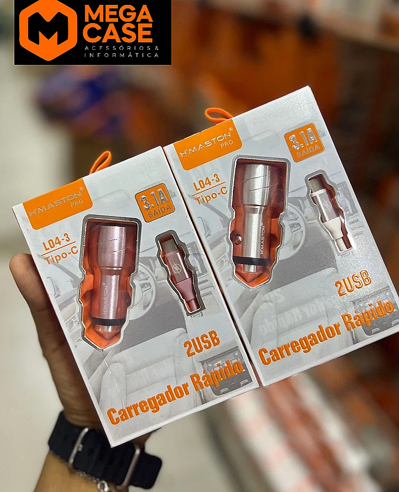 Carregador veicular H'maston 3.1A Tipo-C L04-3