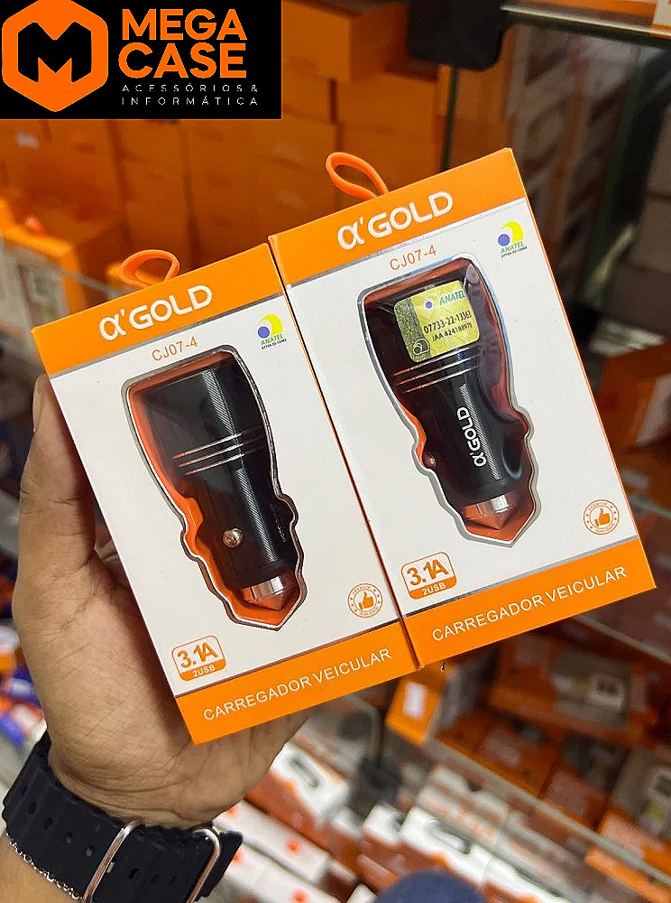 Carregador veicular α’GOLD CJ07-4 3.1A 2USB