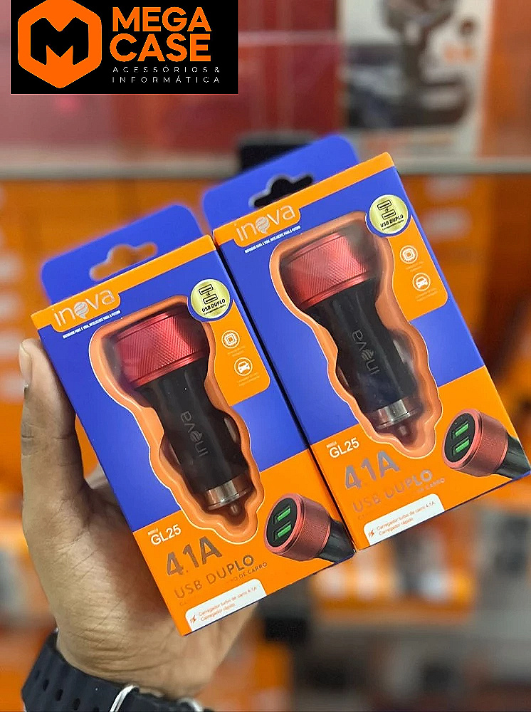 Carregador veicular Inova GL25 4.1A USB Duplo