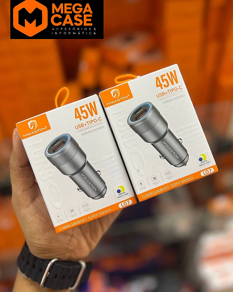 Carregador Veicular H'maston 45W USB + Tipo-C L07