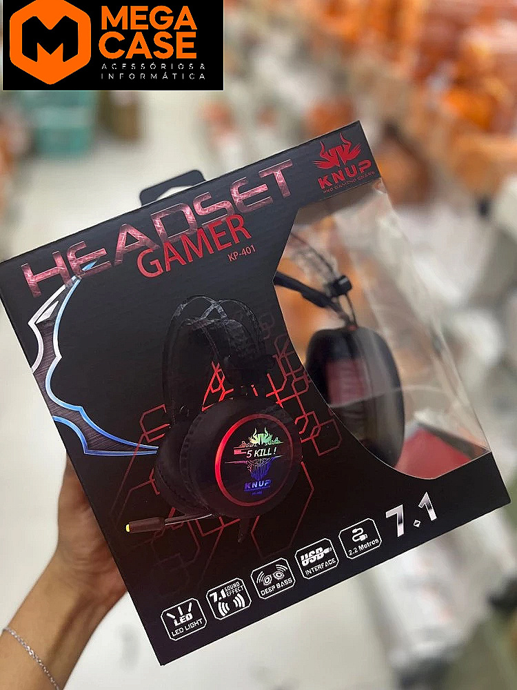 Headset Gamer Knup KP-401 7.1 com LED