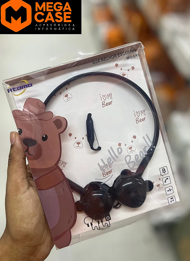 Fone Atomo MO-ER3 Hello Bear com microfone infantil