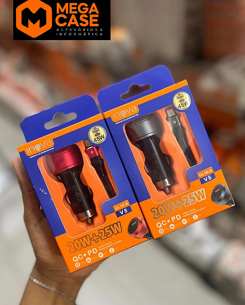 Carregador veicular V8 Inova 45W GL16-S