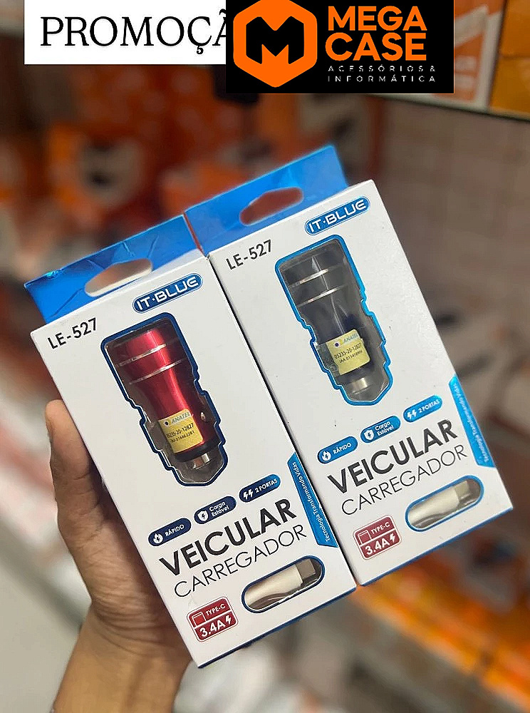 Carregador veicular Lelong LE-527 3.4A 3 portas
