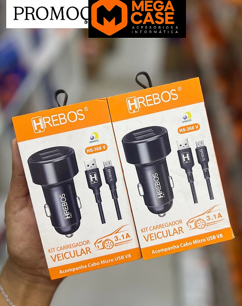 Carregador Veicular V8 HREBOS 3.1A HS-368V